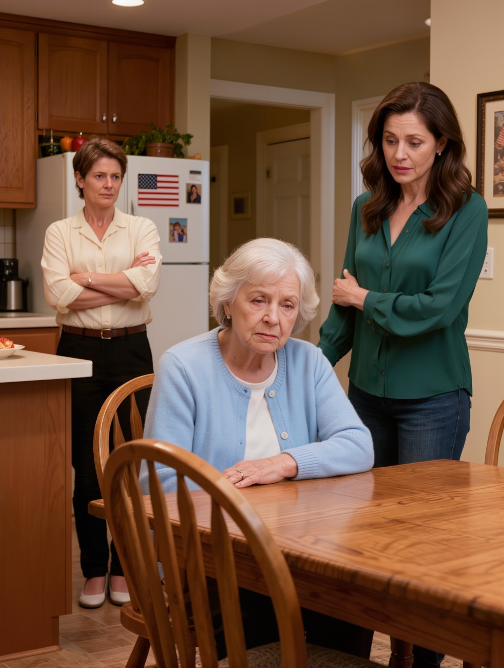My daughter saw me sitting in the dark and softly asked, ‘Mom, why is there nothing to eat in the kitchen? You get $10,000 a month.’ My daughter-in-law stepped out and said matter-of-factly, ‘I control every dollar she gets.’ My daughter slowly took off her earrings, looked straight at her, and said, ‘Then from today on, that control ends.’