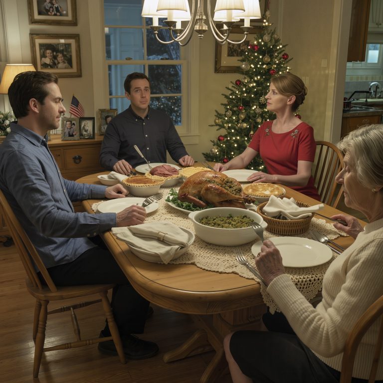 My son set down his fork at Christmas dinner, looked around the house his father built with his own hands, and told me I had thirty days to get out because he and his wife had already sold it — but six months later, when he texted, “Why are you still there?” he still had no idea who had really bought the place.