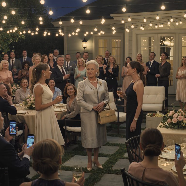 Eleanor Thompson had heard cruel things before, but never like that. Not in a backyard glowing with café lights, not in front of more than fifty well-dressed guests balancing wine glasses and polite smiles, and definitely not with phones lifted to record the moment like it was party entertainment.