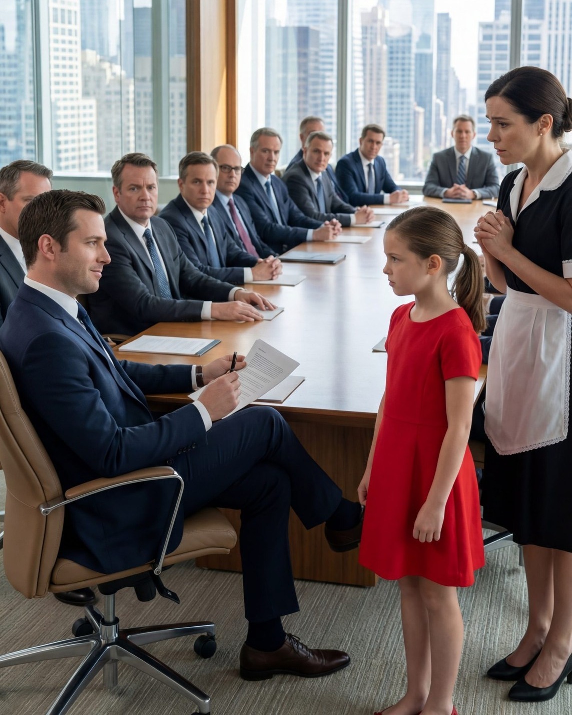 A Powerful Tech CEO Mocked a Cleaning Woman’s 9-Year-Old Daughter Inside His Glass Tower, Treating Her Like a Joke — Until She Calmly Read an Ancient Manuscript That Even Top Experts Couldn’t Understand, and His Confidence Slowly Crumbled in Silence as She Exposed What His Money Could Never Teach Him