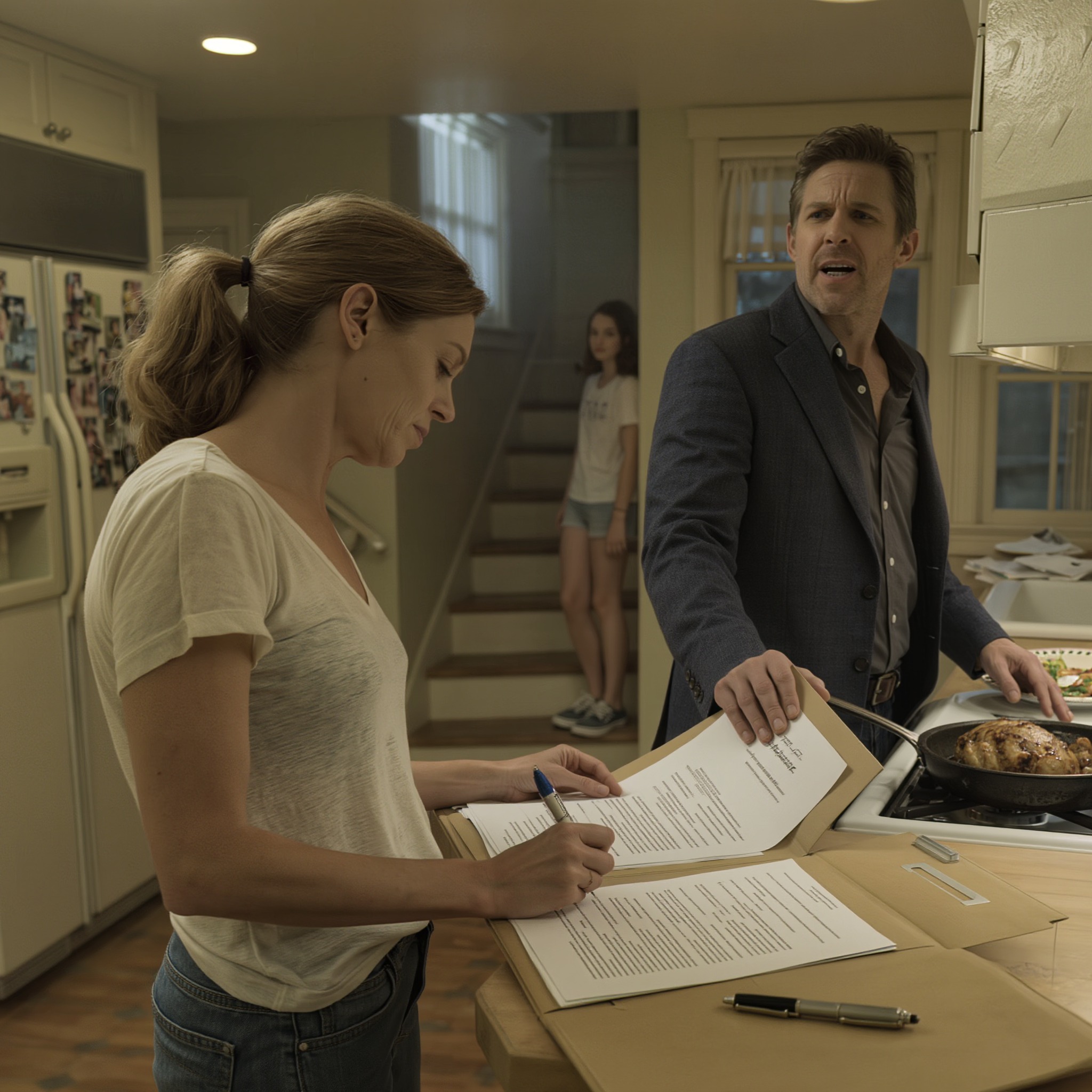 My husband slammed divorce papers onto the kitchen counter and said, “I’m taking everything. The house. The money. Even the kids”—so I signed before he finished, let him celebrate for two straight weeks, and said nothing while he bragged to everyone he’d already won, because there was one thing he forgot to check before he walked out of my life