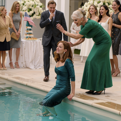 At my sister’s engagement party, my mother pushed me into the pool. “You don’t belong here,” she said. Everyone laughed. Until a billionaire stepped in and left everyone speechless…